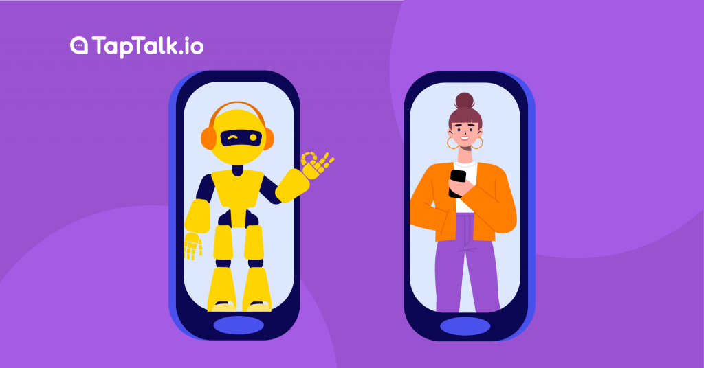 robot and person with phone